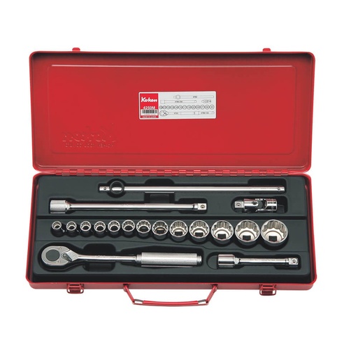 [160-KO4250M] SOCKET SET 1/2 Inch Drive 18PCS KO4250M