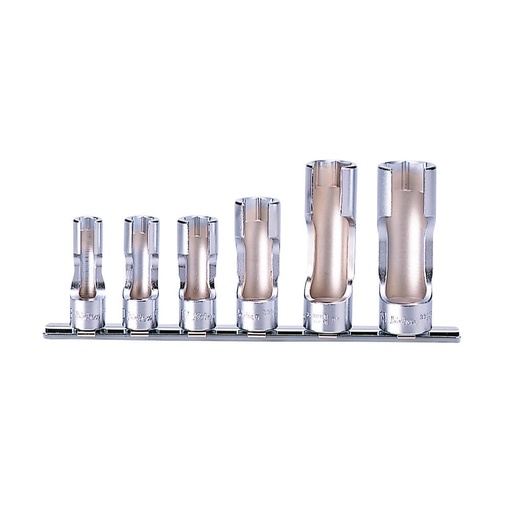 [160-KORS3300FN/6] SOCKET SET FLARE NUT ON RAIL 3/8 Inch Drive 8-19MM-6PCS KORS3300FN/6