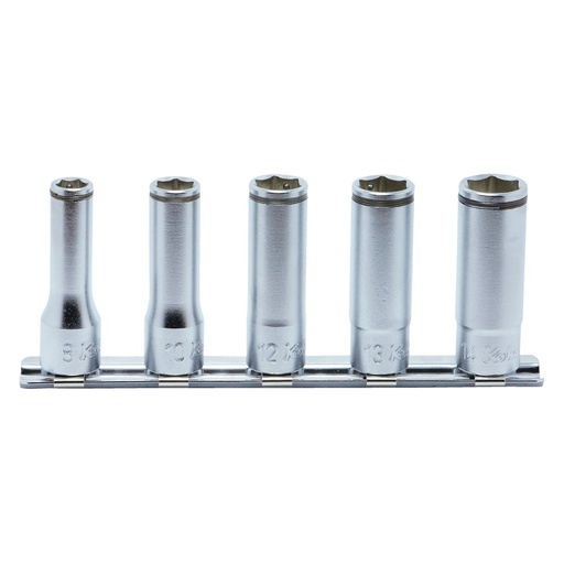 [160-RS3350M/5] Socket Set On Rail Nutgrip Deep 3/8 Inch Drive Set