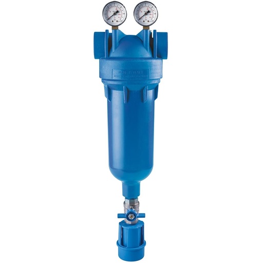 [160-ATF-HYDRA1RAH90MCRBLUE] Hydra MONO 10" Standard Blue Self cleaning Sediment Filter 90mic S Steel Mesh Screen 1" Plastic BS