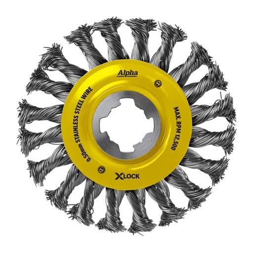 [170-GXLWBK125SS] Alpha Wheel Brush X-Lock 125mm Stainless Steel Wire | 0.30mm Knotted