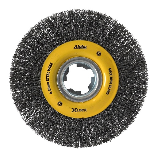[170-GXLWBC125S] Alpha Wheel Brush X-Lock 125mm Steel Wire | 0.30mm Crimped