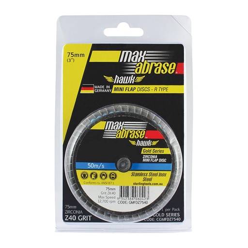 [170-CGMFDZ5040] Carded Single Pack 50mm ZK40 Mini Flap Disc Quick Change (Roloc Type) Grit