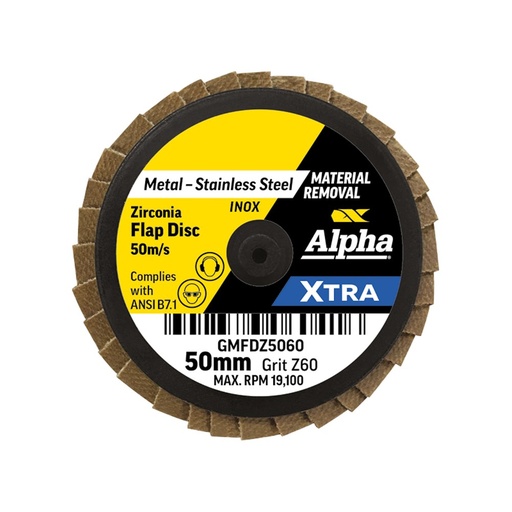 [170-CGMFDZ5060] Mini Flap Disc R Type 50mm Z60 Grit XTRA Carded (Pk 1)