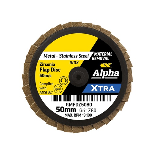 [170-CGMFDZ5080] Mini Flap Disc R Type 50mm Z80 Grit XTRA Carded (Pk 1)