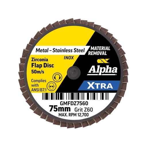 [170-CGMFDZ7560] Mini Flap Disc R Type 75mm Z60 Grit XTRA Carded (Pk 1)