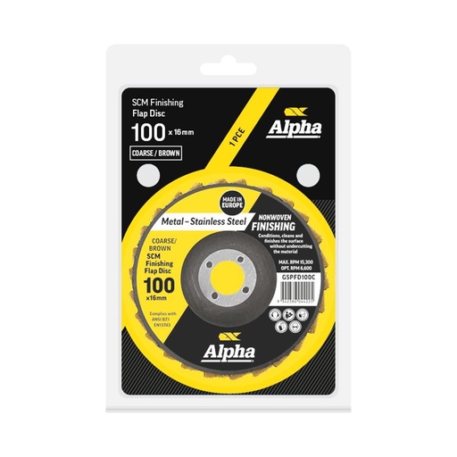[170-CGSPFD100C] Flap Disc Surface Finishing 100mm Coarse / Brown SCM Carded (Pk 1)