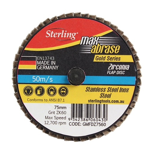 [170-GMFDZ7560] Mini Flap Disc R Type 75mm Z60 Grit XTRA Bulk