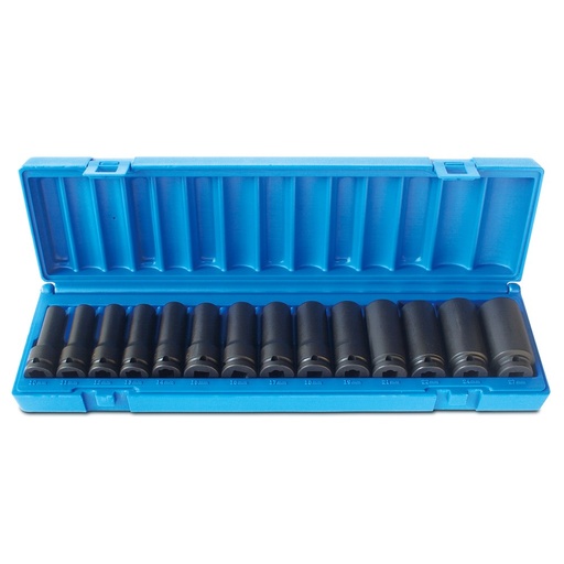[170-605221402-4] 14 Piece 1/2 Inch Drive Metric Deep Impact Socket Set - Carton (x4)