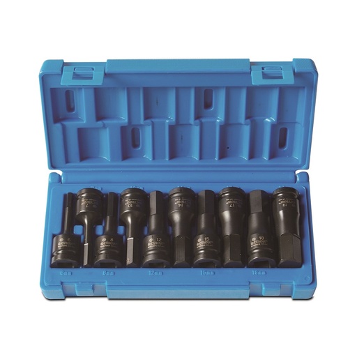 [170-648251001-10] 10 Piece 1/2 Inch Drive Metric Hex Driver Set - Carton (x10)