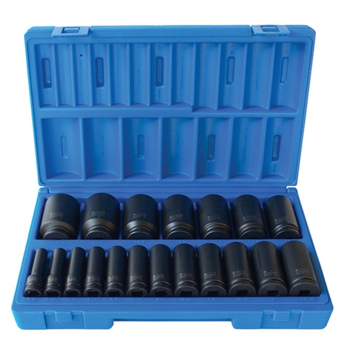 [170-600221901] 19 Piece 1/2 Inch Driveive 6-Point Imperial Deep Socket Set
