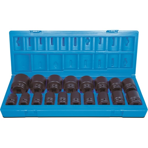 [170-601401801] 18 Pieces 3/4 Drive 6-Point Metric Standard Socket Set