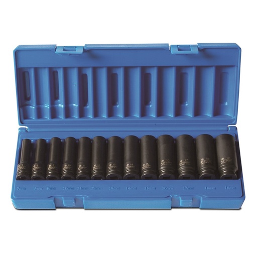 [170-605121301] 13 Piece 3/8 Inch Driveive 6-Point Metric Deep Socket Set