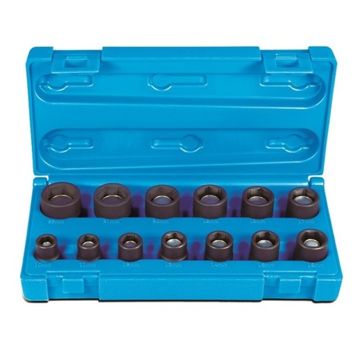 [170-6051P1301] 13 Piece 3/8 Drive 6-Point Metric Standard Magnetic Socket Set