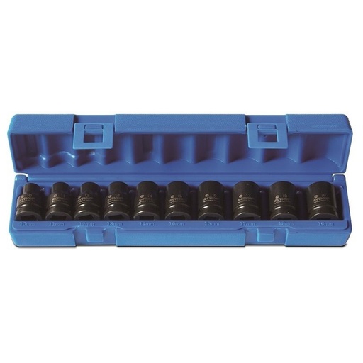 [170-605201001] 10 Pieces 1/2 Inch Driveive 6-Point Metric Standard Socket Set