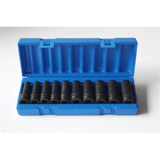 [170-605221003] 10 Pieces 1/2 Inch Driveive 6-Point Metric Deep Socket Set