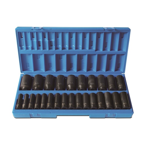 [170-658272601] 26 Pieces 1/2 Inch Driveive 12-Point Metric Deep Socket Set