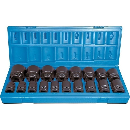 [170-658401801] 18 Piece 3/4" Drive 12-Point Imperial Standard Impact Socket Set