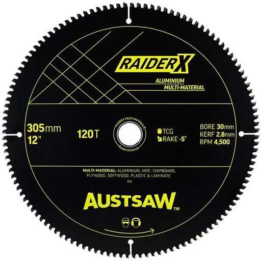 [170-ABRX30530120] Austsaw RaiderX Aluminium Multi Material Blade | 305mm x 30 x 120T