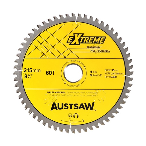 [170-ALYC2153060] Austsaw - 215mm (8 1/2in) Aluminium Blade Triple Chip - 30mm Bore - 60 Teeth