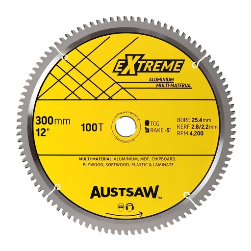 [170-ALYC30025100] Austsaw - 305mm (12in) Aluminium Blade Triple Chip - 25.4mm Bore - 100 Teeth