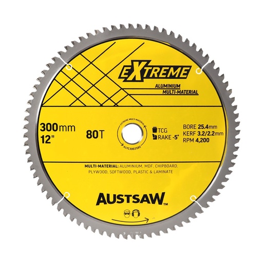 [170-ALYC3002580] Austsaw - 305mm (12in) Aluminium Blade Triple Chip - 25.4mm Bore - 80 Teeth