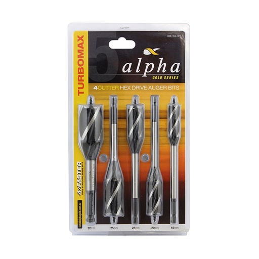 [170-TS4C-SET5] 5 PCE 4 Cutter Auger Bit Set 16, 20, 22, 25, 32mm 4MAX