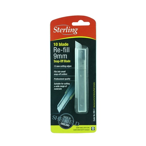 [170-200-1] STERLING 9mm Small Snap-Off Blade (x10) - carded