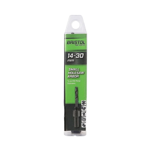 [170-BTWARB-1] Bristol Small Arbor to suit 14-30mm Hole Saws with M2 HSS Pilot Drill