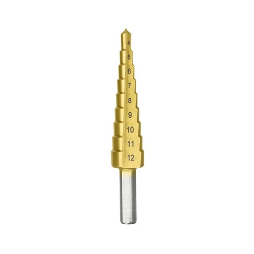 [170-BTWSD4-12] Bristol Step Drill Straight Flute 4-12mm, 9 Step, Carded