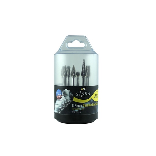 [170-BURRSET4] 8 Pce Carbide Burr Set SA-1DC, SC-1DC, SD-1DC, SE-1DC, SF-1DC, SG-1DC, SL-1DC, SM-1DC
