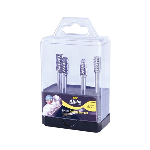 [170-BURRSET7] 4Pce Carbide Burr Set SA-3DC, SB-3DC, SC-3DC, SF-3DC