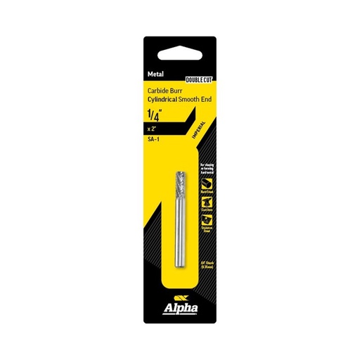 [170-CSA-1DC] 1/4 Inch Cylindrical Carbide Burr Carded
