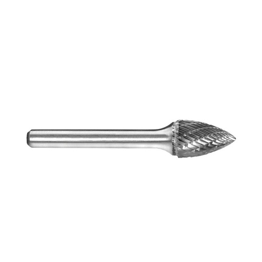 [170-CSG-13DC] 1/2in Tree Pointed Nose Carbide Burr, 1/4in shank dia. Carded