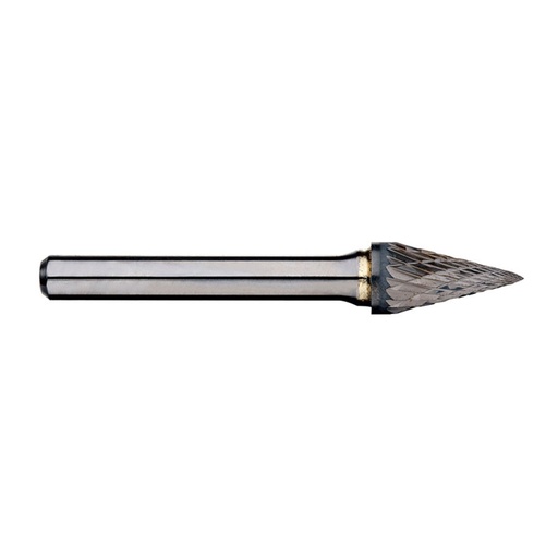[170-SM-6DC] 5/8in Pointed Cone Carbide Burr, 1/4in shank dia.