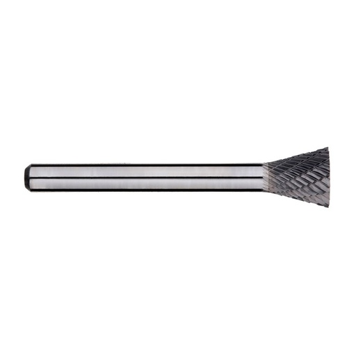 [170-SN-4DC] 1/2 in Inverted Taper Carbide Burr, 1/4in shank dia