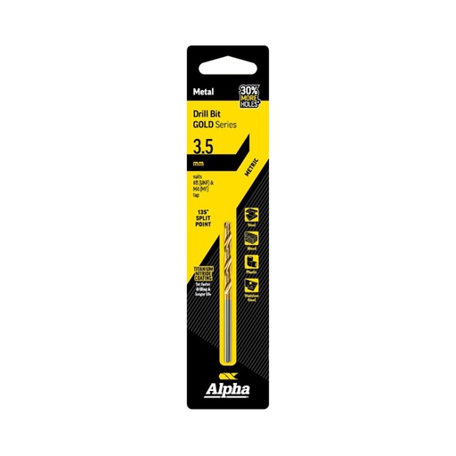 [170-C9LM035] 3.5mm Jobber Drill Bit Carded - Gold Series