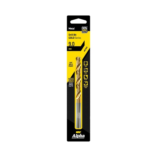 [170-C9LM090] 9mm Jobber Drill Bit Carded - Gold Series