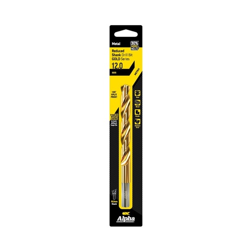 [170-C9LM120R] 12mm Reduced Shank Drill Bit Carded - Gold Series