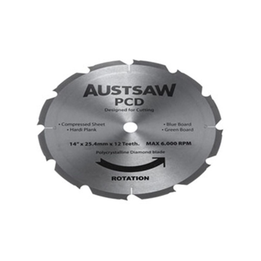 [170-PCD350] Austsaw - 350mm (14in) Polycrystalline Diamond Blade - 25.4mm Bore - 8PCD Teeth