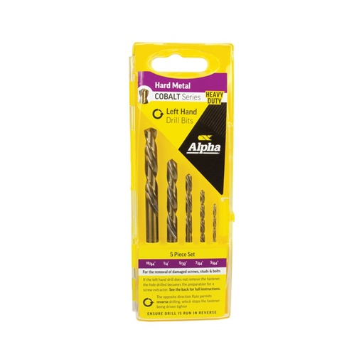 [170-9COL-SET5] 5 Piece Left Hand Cobalt Drill Set