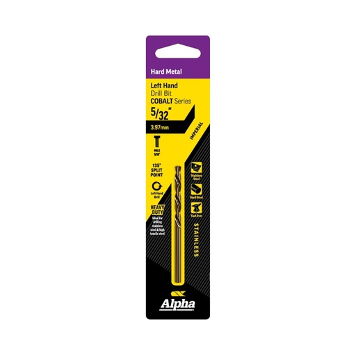 [170-9LI532COL] 5/32in (3.97mm) Left Hand Drill Bit Carded - Cobalt Series