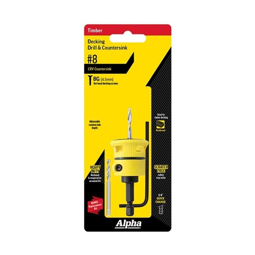 [170-HSD080] Decking Countersink HSS No.8 with Spare Drill and Hex Key