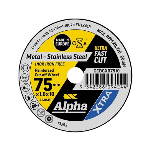 [170-CGCDGX07510] XTRA Cutting Disc 75 x 1.0mm | Carded 10 Pack