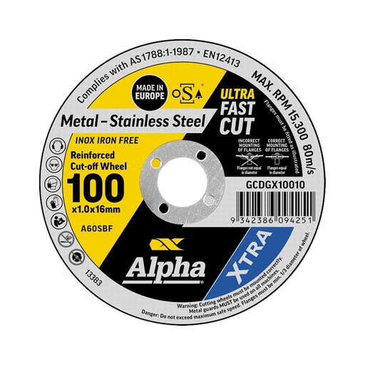 [170-CGCDGX10010] XTRA Cutting Disc 100 x 1.0mm | Carded 10 Pack