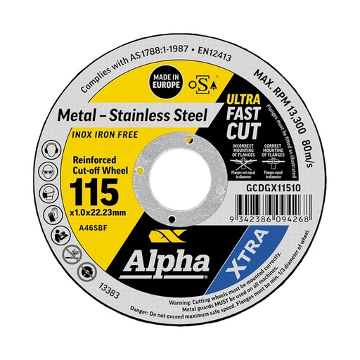 [170-GCDGX11510] XTRA Cutting Disc 115 x 1.0mm | Bulk