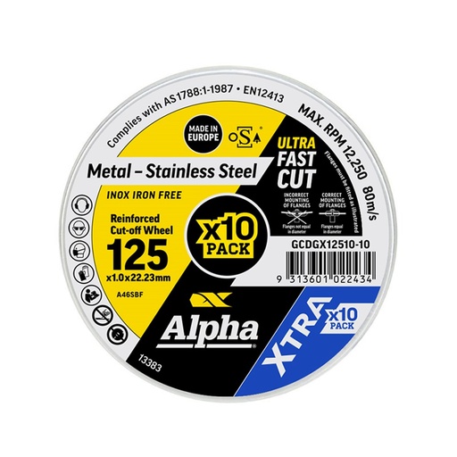 [170-GCDGX12510-10] XTRA Cutting Disc 125 x 1.0mm Trade Tin | 10 Pack