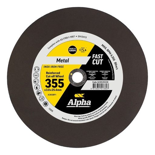 [170-GCDS35530] Cutting Disc 355 x 3 x 25.4mm Metal Bulk