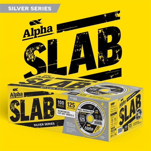 [170-GCDSS12510-100S] Alpha SLAB | Cutting Disc 125x1.0mm Silver Series x100 Pack