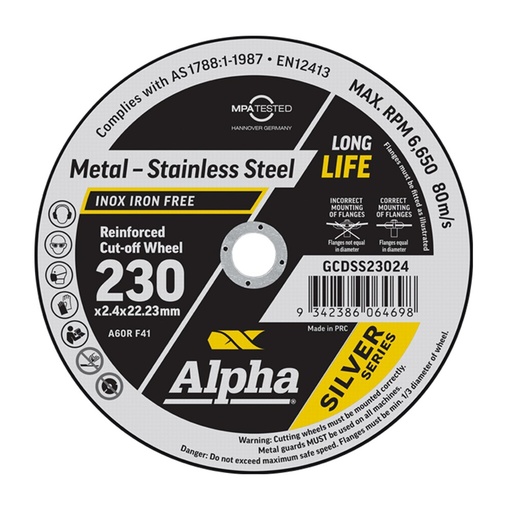 [170-GCDSS23024] Cutting Disc 230 x 2.4mm Silver Series Bulk
